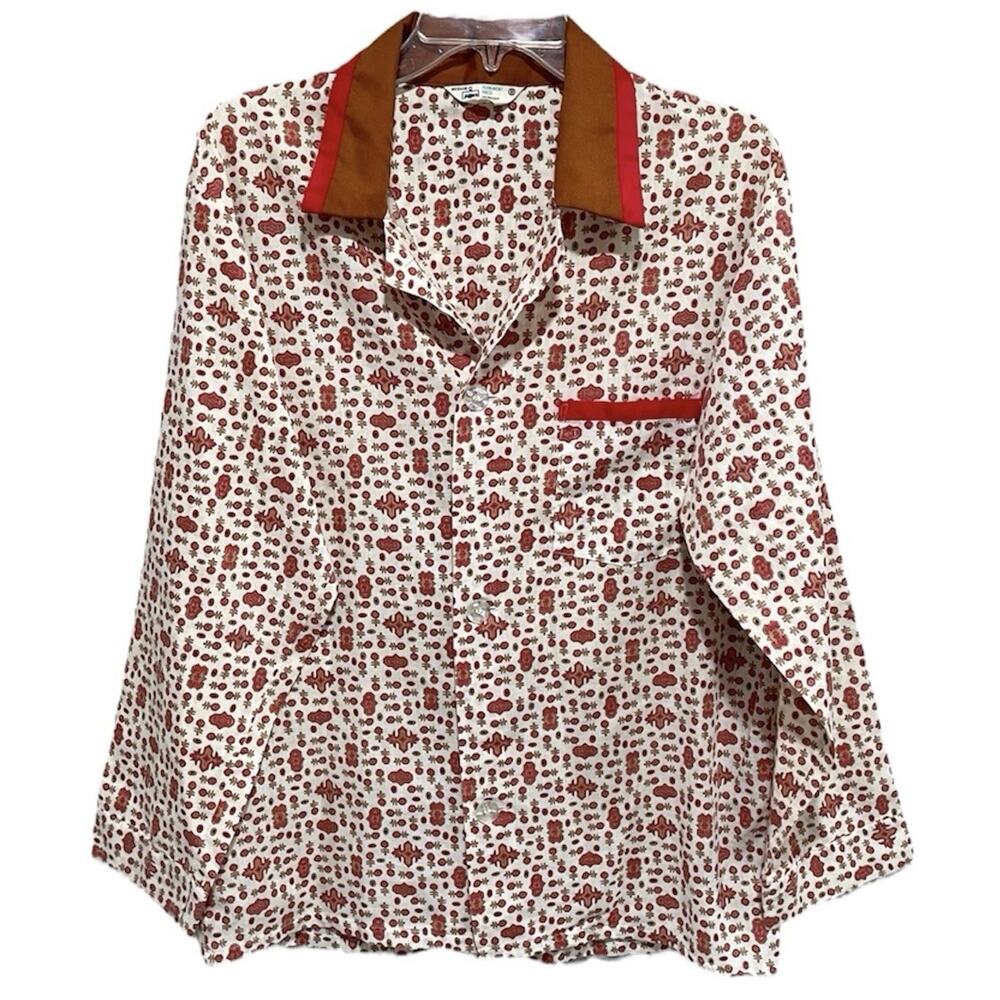 Vintage 70s K Mart Womens Button Front Shirt Size Medium Retro Groovy Pocket